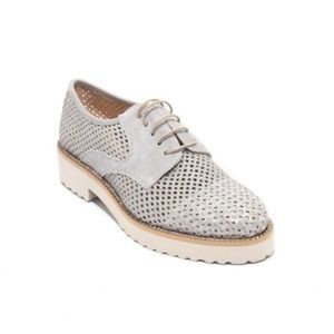 ITALIAN Luca Grossi Sparkly Gray Suede Silver Lace-Up Shoes